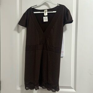 Vintage Y2K Topia Brown Polka Dot Shirt